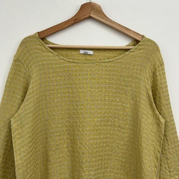 Linnea Linen-Blend Artsy Lagenlook Boxy Roll Tab Lightweight Wide Neck Top Small - Picture 6 of 14